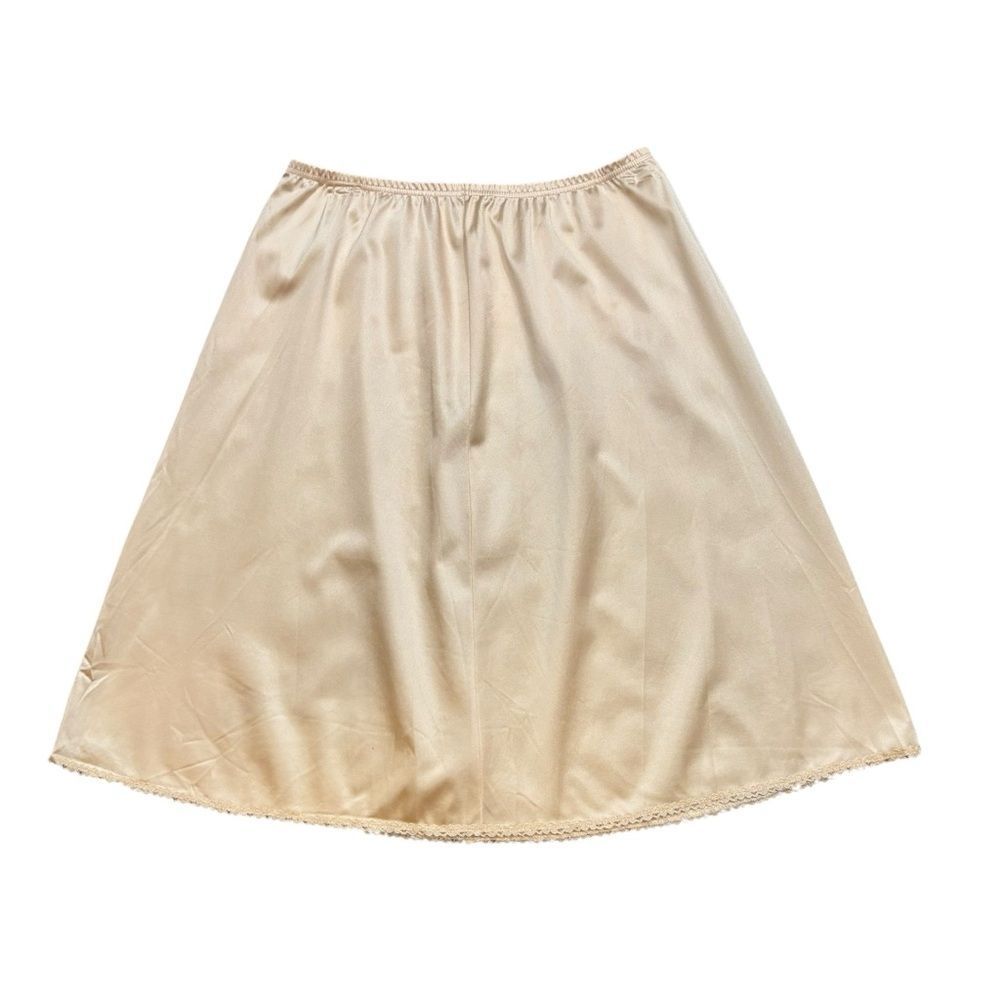 Vintage Vanity Fair Tan Lace Detail Half Slip Size Medium